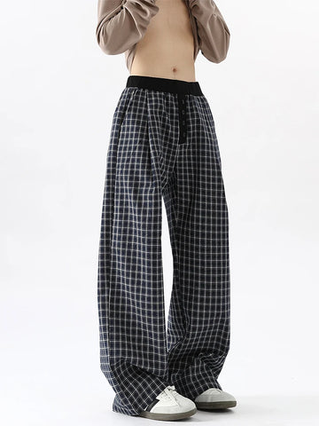 Aidase Y2k Vintage Baggy Plaid Pants Man Oversized Korean Fashion Harajuku Japanese Style Streetwear Gyaru Check Trousers